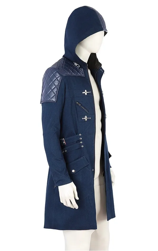 Nero Devil May Cry 5 Trench Blue Denim Quilted Hooded Coat