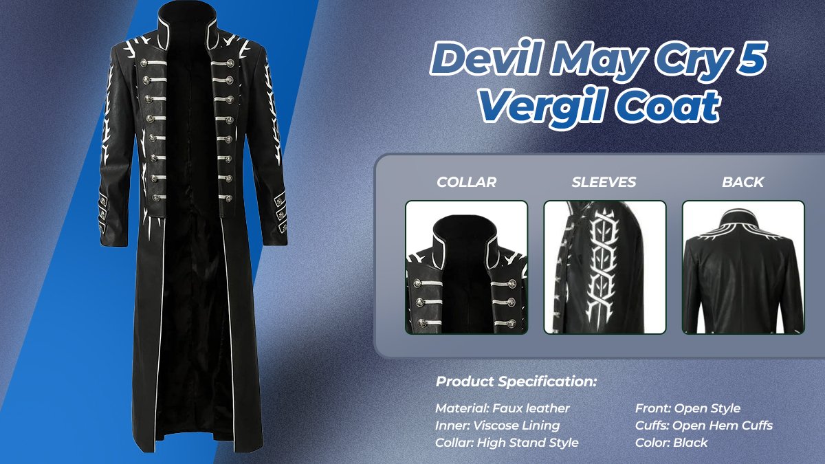 Devil May Cry 5 Vergil Coat  Black Leather Trench Coat - Jacket Makers