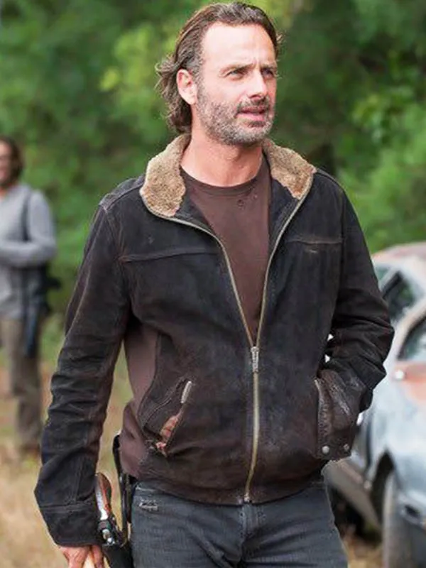 Walking Dead Rick Grimes Jacket | Brown Suede Leather