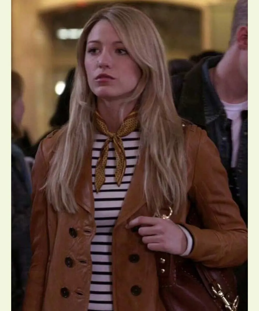 Serena Van der Woodsen Brown Leather Jacket