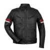 Men's Black Leather Striped Cafe Racer Jacket
