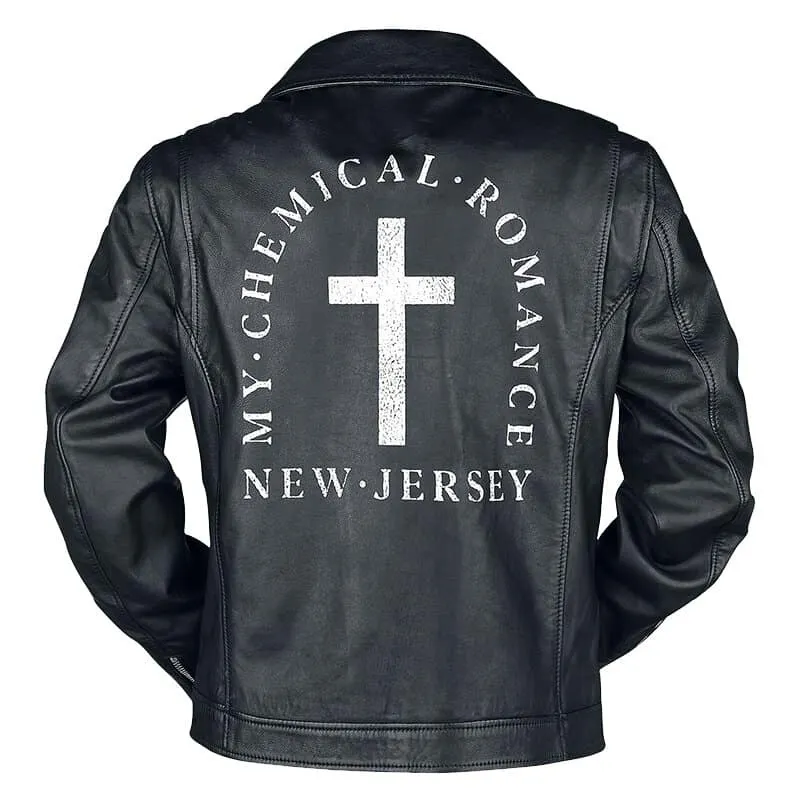Buy My Chemical Romance NJ Cross Leather Jacket - Jacket Hub