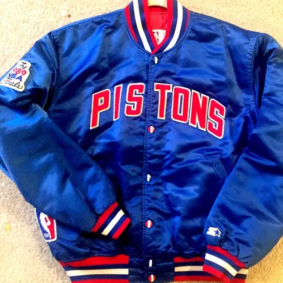 Detroit Pistons Starter Youth Home Game Varsity Satin Full-Snap Jacket -  Blue