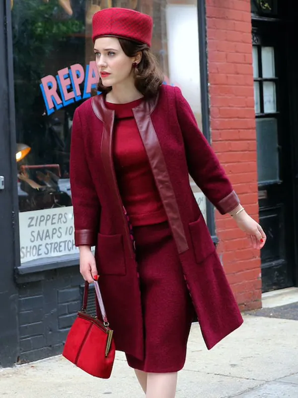 Shop The Marvelous Maisel S04 Rachel Brosnahan Maroon Coat