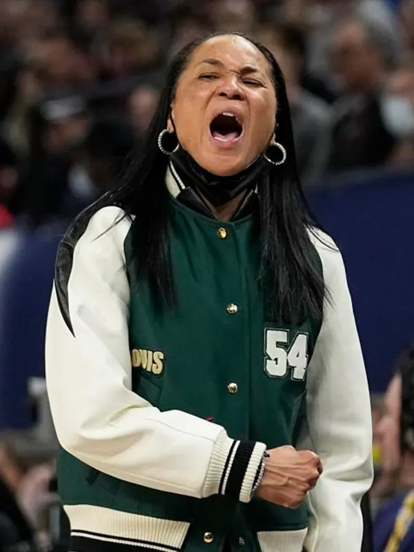 Front Office Sports on X: Dawn Staley is coaching the national title in a  $4,850 Louis Vuitton jacket and matching shoes 👀   / X