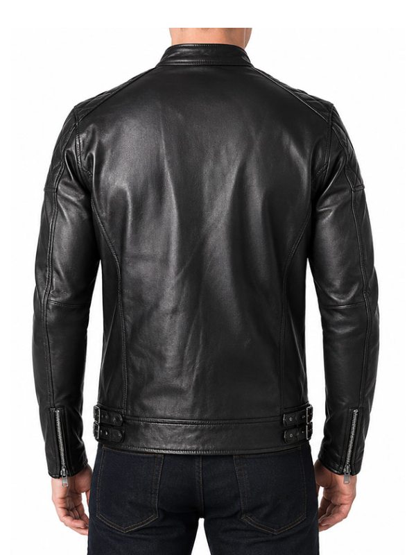 Mens Stylish Cafe Racer Biker Leather Jacket