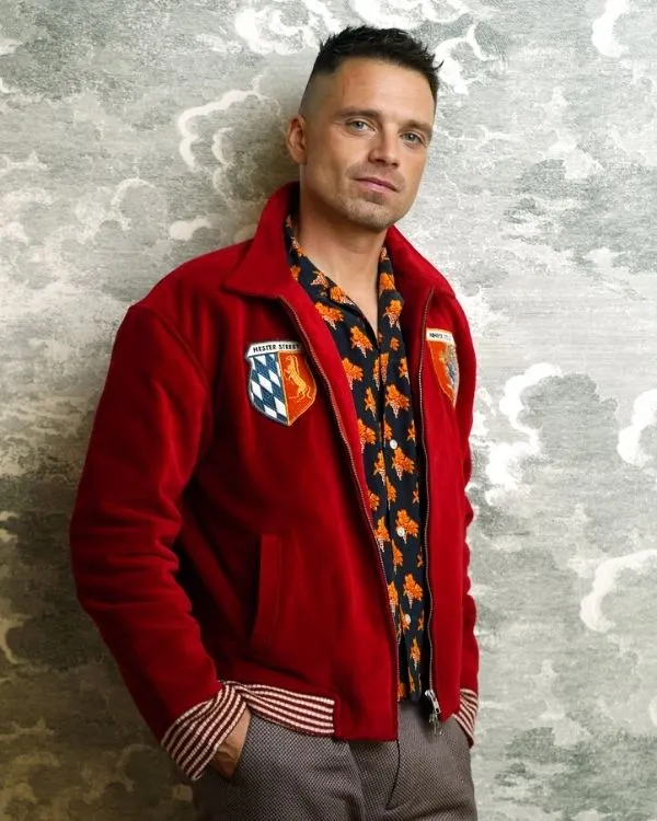 Fresh 2022 Sebastian Stan Red Wool Jacket