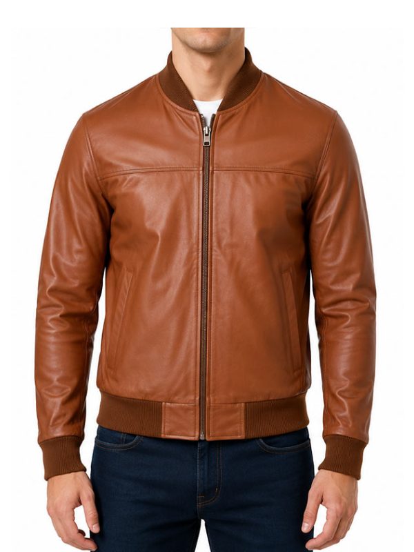 Bomber Waxed Leather Brown Jacket For Men