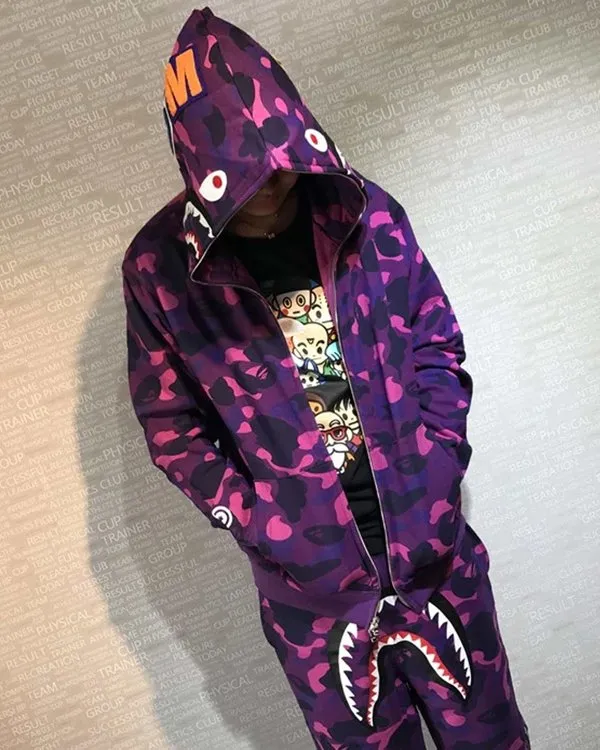 BAPE® SHARK FULL ZIP HOODIE PURPLE 正規通販 swim.main.jp