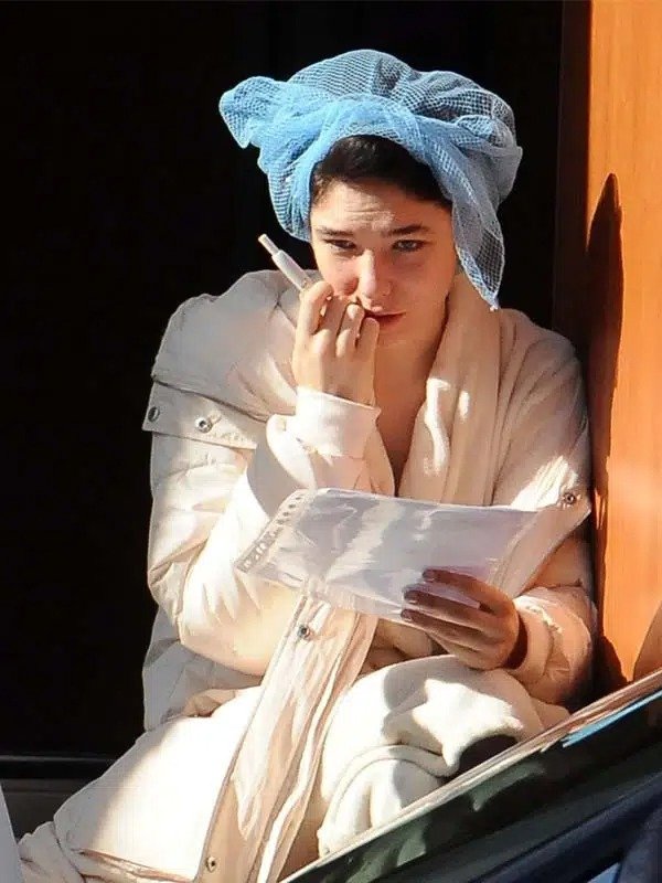 Robbing Mussolini 2022 Matilda De Angelis White Puffer Coat | 50% OFF