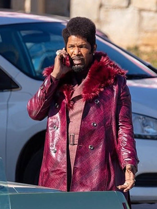 Jamie Foxx They Cloned Tyrone 2022 Purple Leather Coat