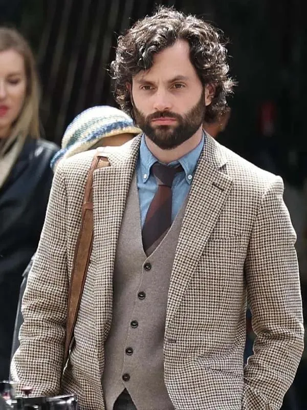 Jonathan Moore You S04 Penn Badgley Plaid Blazer Jacket Hub