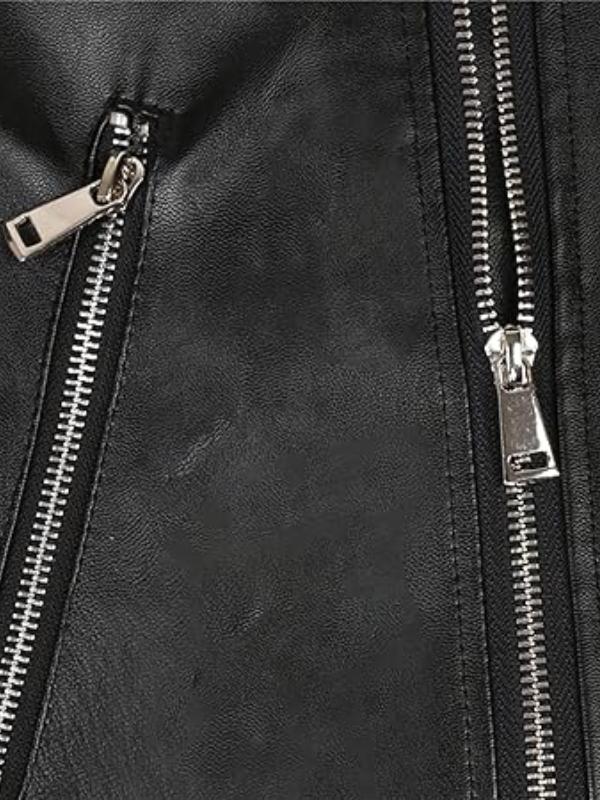 Black Women’s Oversized Biker Leather Jacket