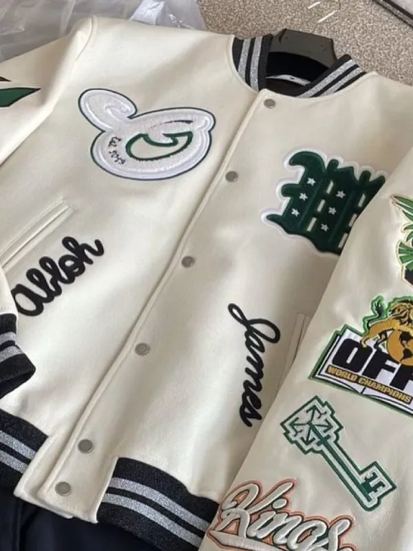 Lebron James Off White Varsity Jacket Free Shipping