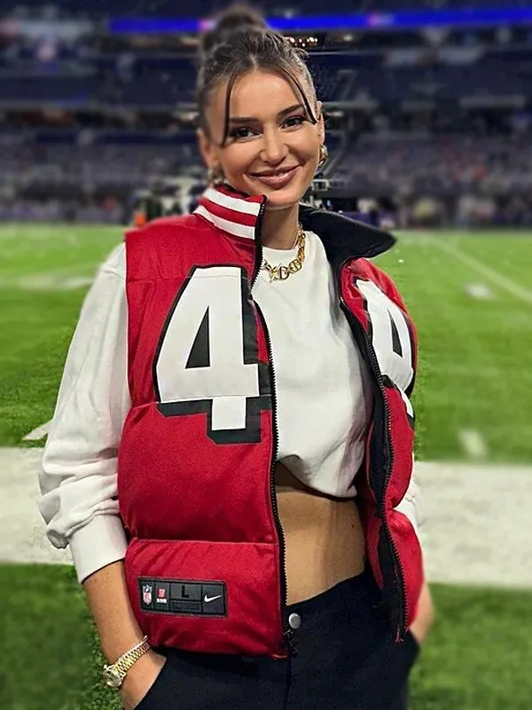 Kristin Juszczyk 49ers Red Puffer Vest - Jacket Hub