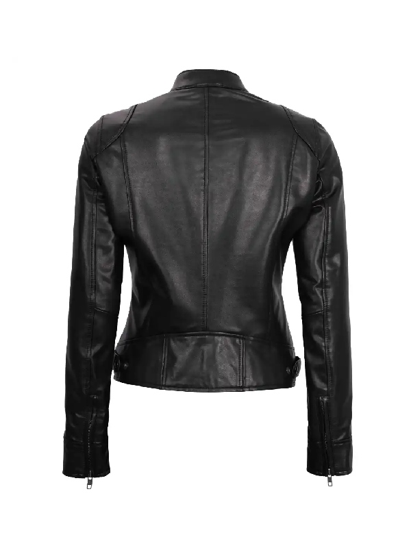 Womens Black Leather Biker Jacket - Jacket Hub