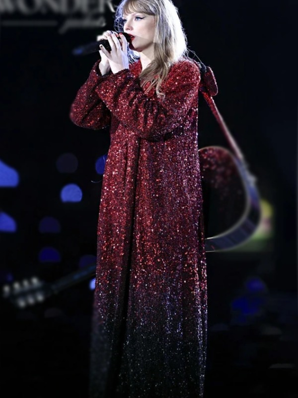 Eras Tour Amsterdam Taylor Swift Red Sequin Coat - Jacket Hub Eras Tour Amsterdam Taylor Swift Red Sequin Coat - Jacket Hub