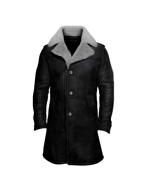 Leather Trench Coat Mens Black Shearling Coat Matchless Fokker