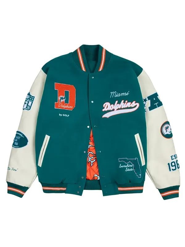 GOLF WANG Miami Dolphins Letterman Jacket - Jacket Hub