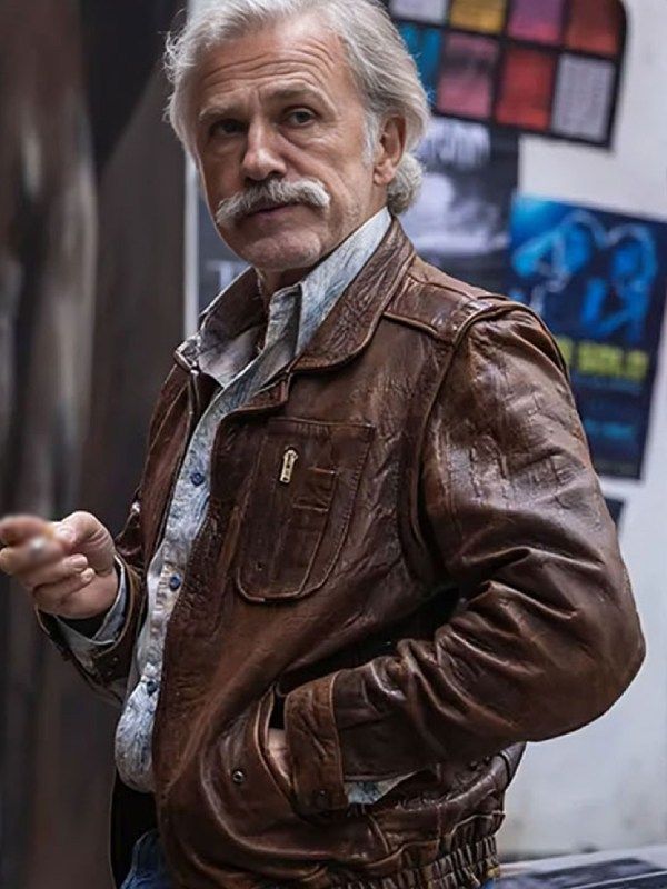 Old Guy 2025 Christoph Waltz Brown Leather Jacket - Jacket Hub