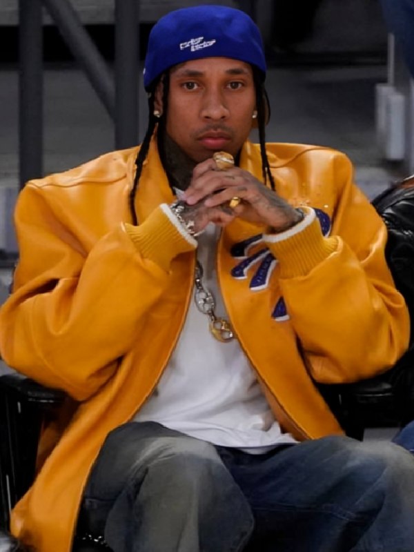 American Rapper Tyga Yellow Leather Jacket | Free Shipping