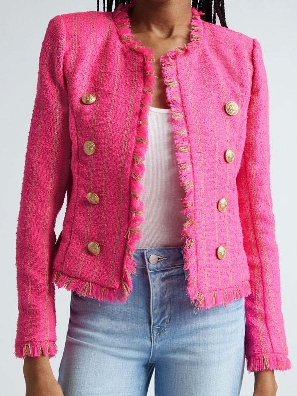 dana perino pink dress America's Newsroom: November 2023 Dana Perino's Pink Tweed Dress
