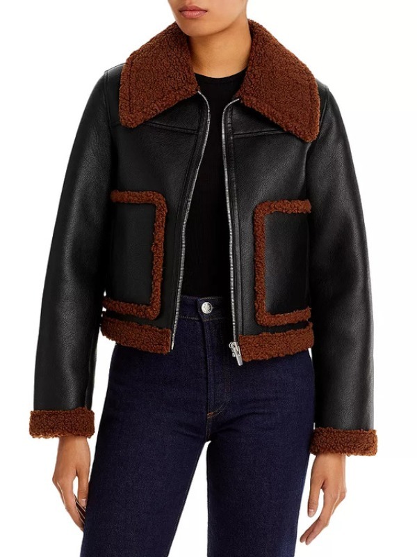 The Equalizer S05 Liza Lapira Fur Trim Black Leather Jacket