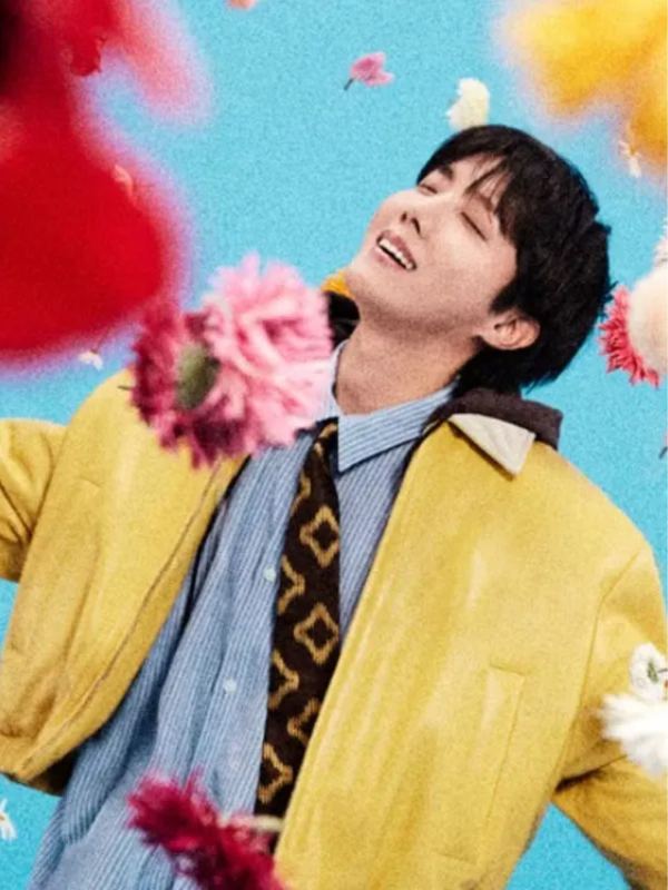 J Hope Sweet Dreams Yellow Leather Bomber Jacket