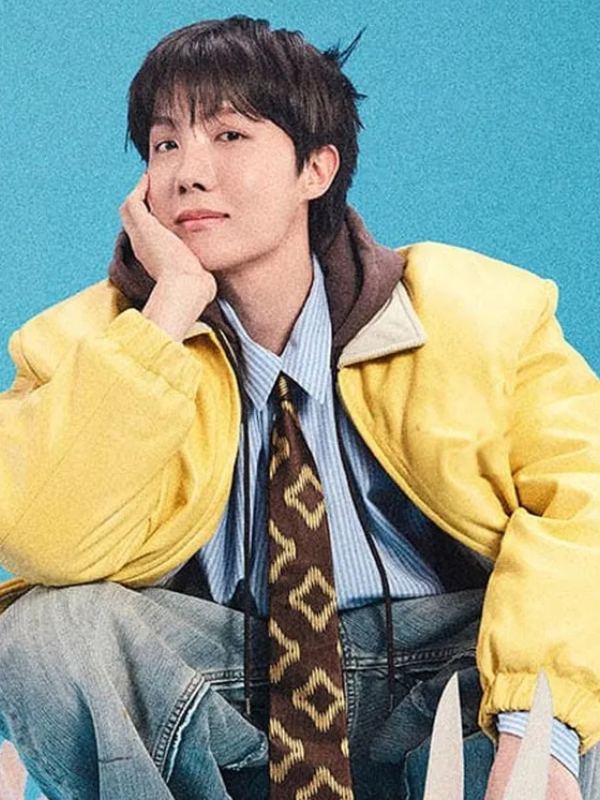 J Hope Sweet Dreams Yellow Leather Bomber Jacket