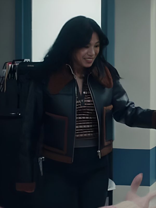 The Equalizer S05 Liza Lapira Fur Trim Black Leather Jacket
