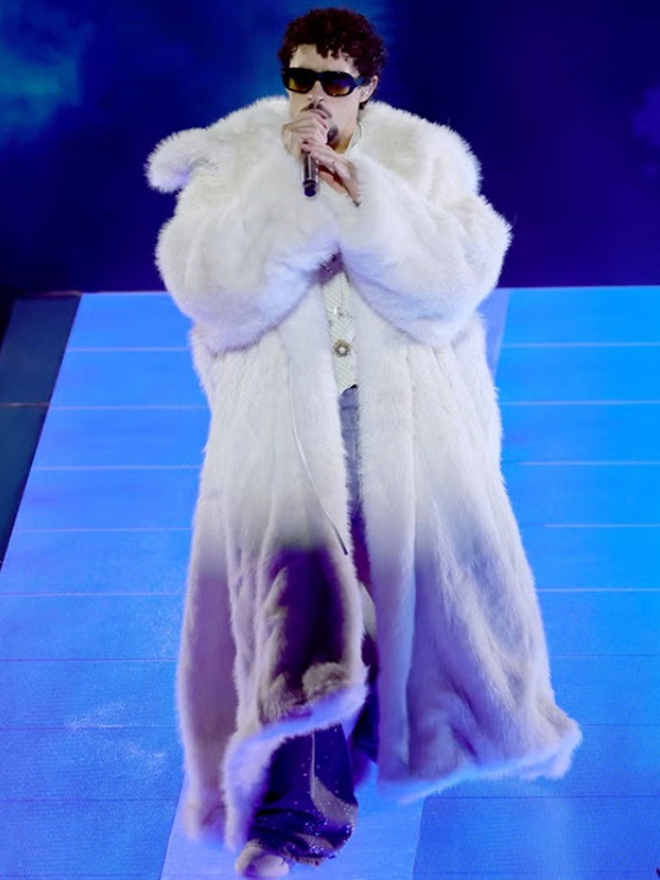 iHeartRadio Music Awards 2025 Bad Bunny Fur Coat - Jacket Hub