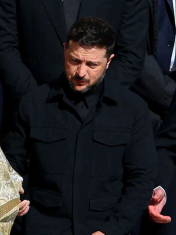Zelensky Pope Francis Funeral Black Military Style Jacket
