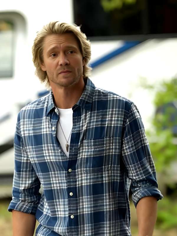 mutimer PLAID SHIRT sサイズ　かつきくん着用 Sullivans Crossing S03 Chad Michael Murray Blue Plaid Shirt