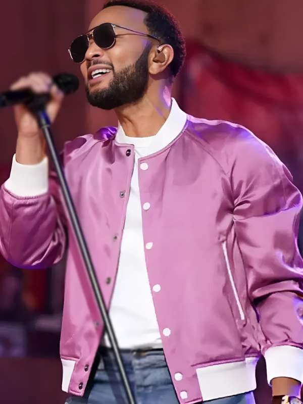 The Voice S27 John Legend Pink Satin Jacket - Jacket Hub