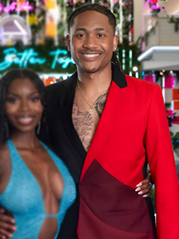 Love Island USA S07 Taylor Williams Red Patchwork Blazer