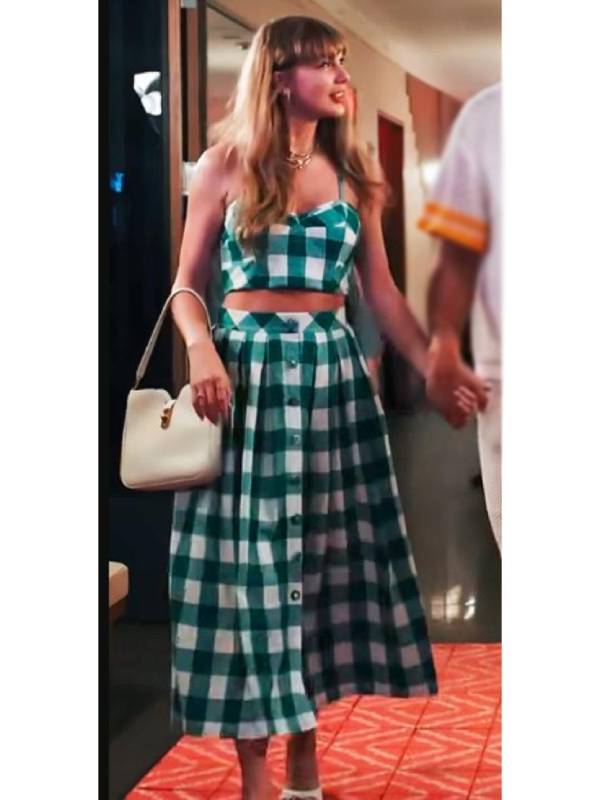 taylor swift green plaid dress Taylor Swift Tartan Dress Winter Outfit