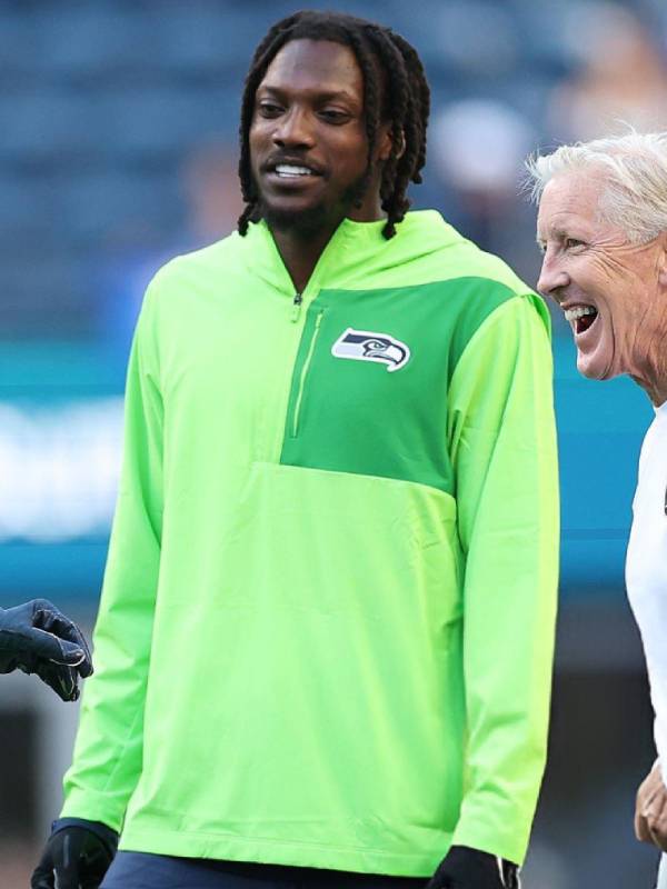 Seattle Seahawks Neon Green Half-Zip Hooded Jacket