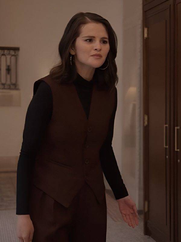 Only Murders in The Building Selena Gomez Brown Vest Only Murders in The Building Selena Gomez Brown Vest