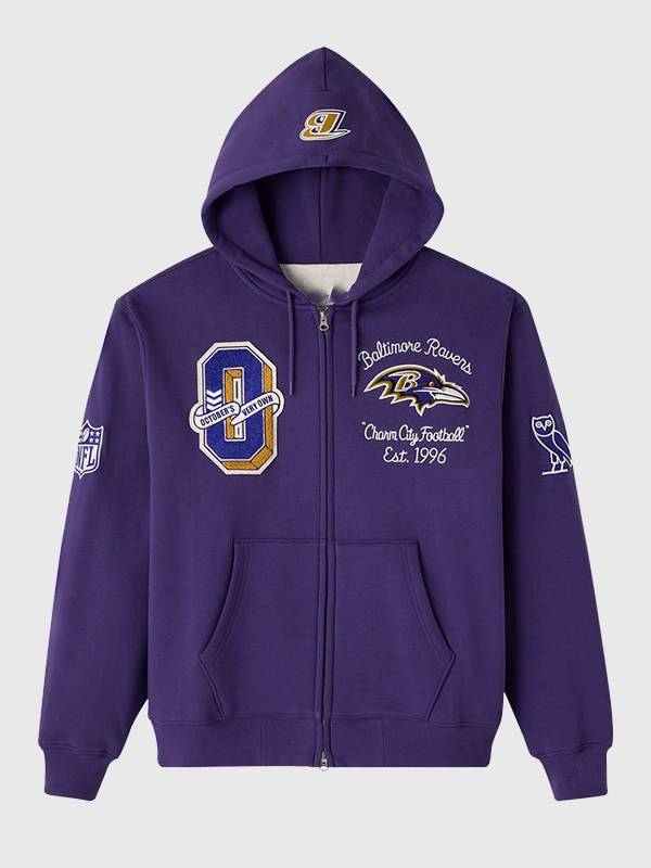 Baltimore Ravens OVO 2025 Waffle Lined Hoodie - Purple