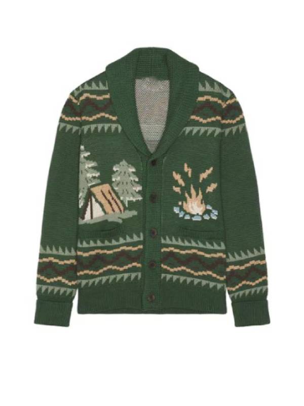 The Neighborhood S8 Max Greenfield Green Printed Cardigan