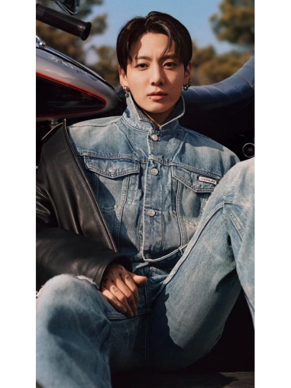 Jungkook Blue Denim Trucker Jacket - Free Shipping