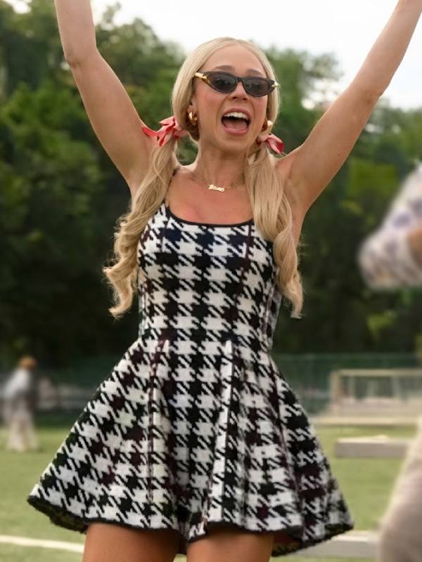 Ted Lasso Juno Temple Houndstooth Mini Dress